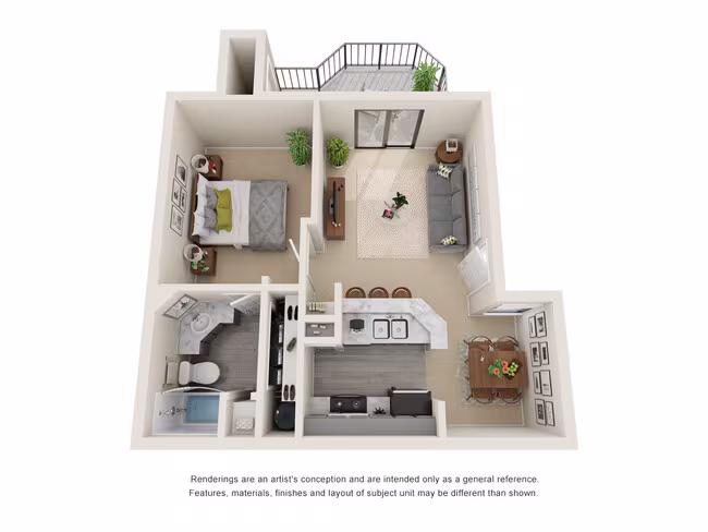 1 Bed • 1 Bath L1512 floor plan